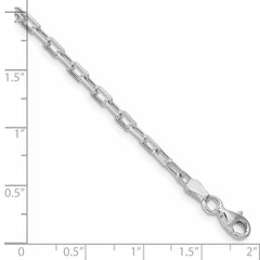 Sterling Silver Rhodium-plated 2.9mm Diamond-cut Long Link Cable Chain - 8