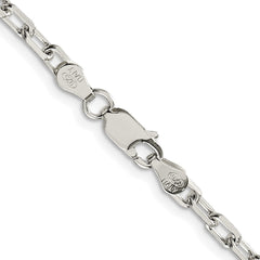 Sterling Silver Rhodium-plated 3.75mm Diamond-cut Long Link Cable Chain - 7