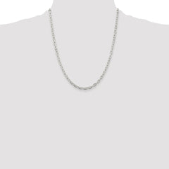 Sterling Silver Rhodium-plated 3.75mm Diamond-cut Long Link Cable Chain - 5