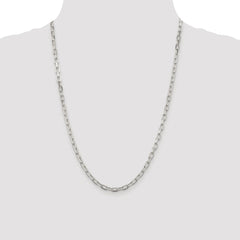 Sterling Silver Rhodium-plated 4.5mm Diamond-cut Long Link Cable Chain - 5