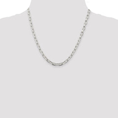 Sterling Silver 5.75mm Diamond-cut Long Link Cable Chain - 6