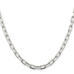 Sterling Silver Rhodium-plated 5.75mm Diamond-cut Long Link Cable Chain - 4