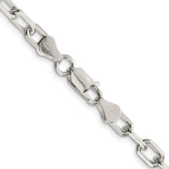 Sterling Silver Rhodium-plated 5.75mm Diamond-cut Long Link Cable Chain - 6