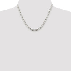 Sterling Silver Rhodium-plated 5.75mm Diamond-cut Long Link Cable Chain - 4