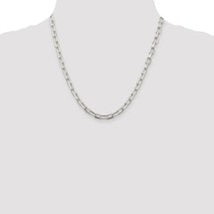 Sterling Silver Rhodium-plated 5.75mm Diamond-cut Long Link Cable Chain - 2
