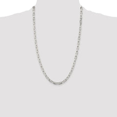 Sterling Silver Rhodium-plated 5.75mm Diamond-cut Long Link Cable Chain - 6