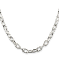 Sterling Silver Rhodium-plated 6.65mm Diamond-cut Long Link Cable Chain - 6
