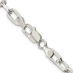 Sterling Silver Rhodium-plated 6.65mm Diamond-cut Long Link Cable Chain - 6