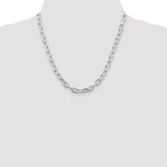 Sterling Silver Rhodium-plated 6.65mm Diamond-cut Long Link Cable Chain - 6