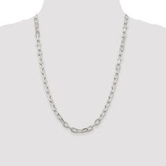 Sterling Silver Rhodium-plated 6.65mm Diamond-cut Long Link Cable Chain - 2