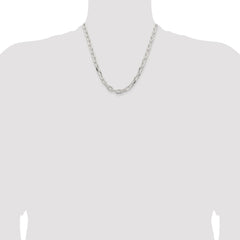 Sterling Silver Rhodium-plated 7.5mm Diamond-cut Long Link Cable Chain - 2