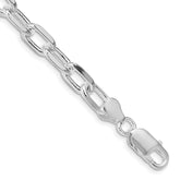 Sterling Silver Rhodium-plated 7.5mm Diamond-cut Long Link Cable Chain - 4