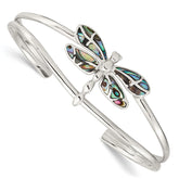 Sterling Silver Abalone Dragonfly Bangle Bracelet