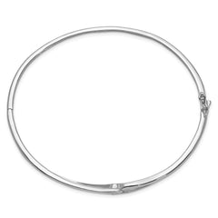 Sterling Silver Rhodium-plated CZ Hinged Bangle - 2