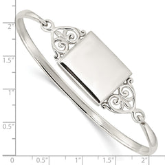 Sterling Silver Polished Rectangular 20mm Locket Bangle - 2