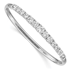 Sterling Silver Rhodium-plated Graduated CZ Hinged Bangle