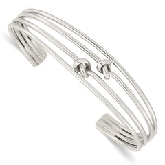 Sterling Silver Polished 4 Band Knots Cuff Bangle