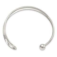 Sterling Silver Polished Loop & Ball Cuff Bangle