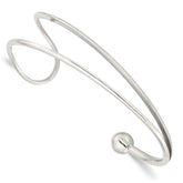 Sterling Silver Polished Loop & Ball Cuff Bangle