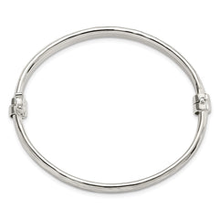 Sterling Silver Polished Textured Hinged Bangle - 2