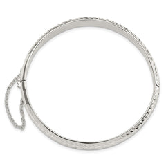 Sterling Silver Polished and D/C 7.25mm Hinged Bangle