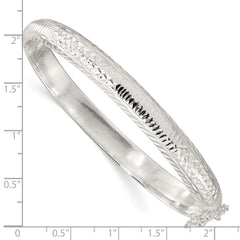Sterling Silver Polished and D/C 7.25mm Hinged Bangle - 2