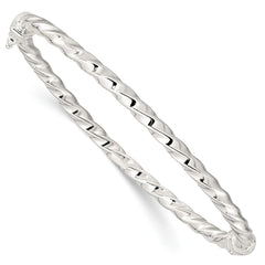 Sterling Silver Polished Twisted Hinged Bangle - 2