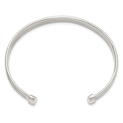 Sterling Silver Polished Textured Cuff Bangle Bracelet
