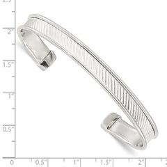 Sterling Silver Polished Textured Cuff Bangle Bracelet