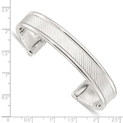 Sterling Silver Polished Textured Cuff Bangle Bracelet - 2