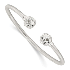 Sterling Silver Textured Love Knot Cuff Bangle