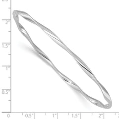 Sterling Silver Rhodium-plated Polished Twisted Slip On Bangle