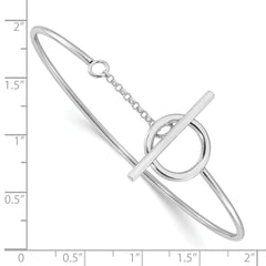 Sterling Silver Rhodium-plated Polished Toggle Clasp Bangle