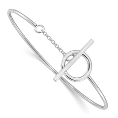 Sterling Silver Rhodium-plated Polished Toggle Clasp Bangle