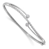 Sterling Silver Rhodium-plated Polished CZ Hinged Bangle Bracelet