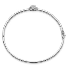 Sterling Silver Rhodium-plated Polished CZ Hinged Bangle Bracelet - 2