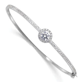 Sterling Silver Rhodium-plated Polished CZ Hinged Bangle Bracelet - 2