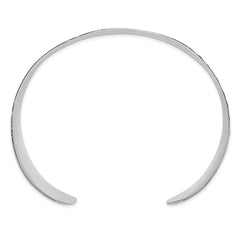 Sterling Silver Polished 40mm Flat Hammered Cuff Bangle