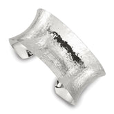 Sterling Silver Polished 30mm Concave Hammered Cuff Bangle