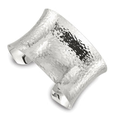 Sterling Silver Polished 40mm Concave Hammered Cuff Bangle