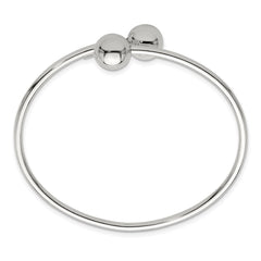 Sterling Silver Polished Ball Ends Flexible Cuff Bangle