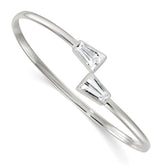 Sterling Silver Polished Tapered Baguette CZ Cuff Bangle