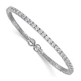 Sterling Silver Rhodium-plated Polished CZ Star Flexible Cuff Bangle Bracelet