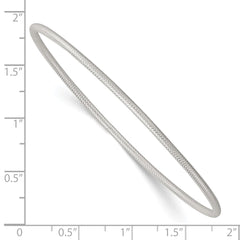 Sterling Silver Polished and Textured 2.00mm Slip-on Bangle Bracelet