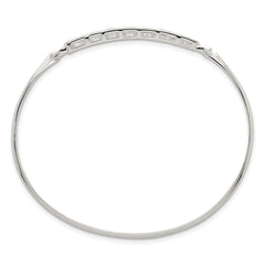 Sterling Silver Polished Square CZ Bar Bangle