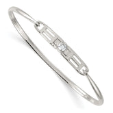 Sterling Silver Polished Fancy CZ Bangle