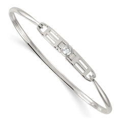 Sterling Silver Polished Fancy CZ Bangle
