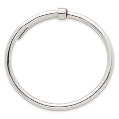 Sterling Silver Polished Red CZ Slip On Expandable Bangle