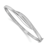 Sterling Silver Rhodium-plated CZ Polished Hinged Bangle