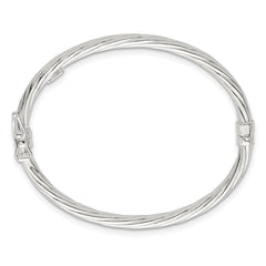 Sterling Silver Polished Twisted and Textured 3.00mm Hinged Baby Bangle